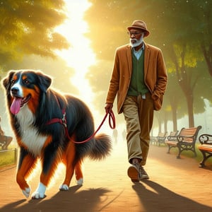 Bakharwal Dog walking with a man