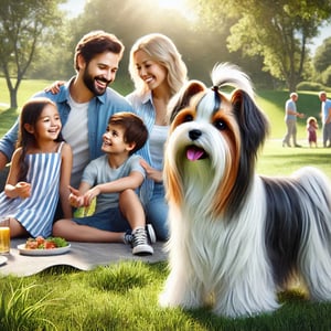 Biewer Terrier dog with family