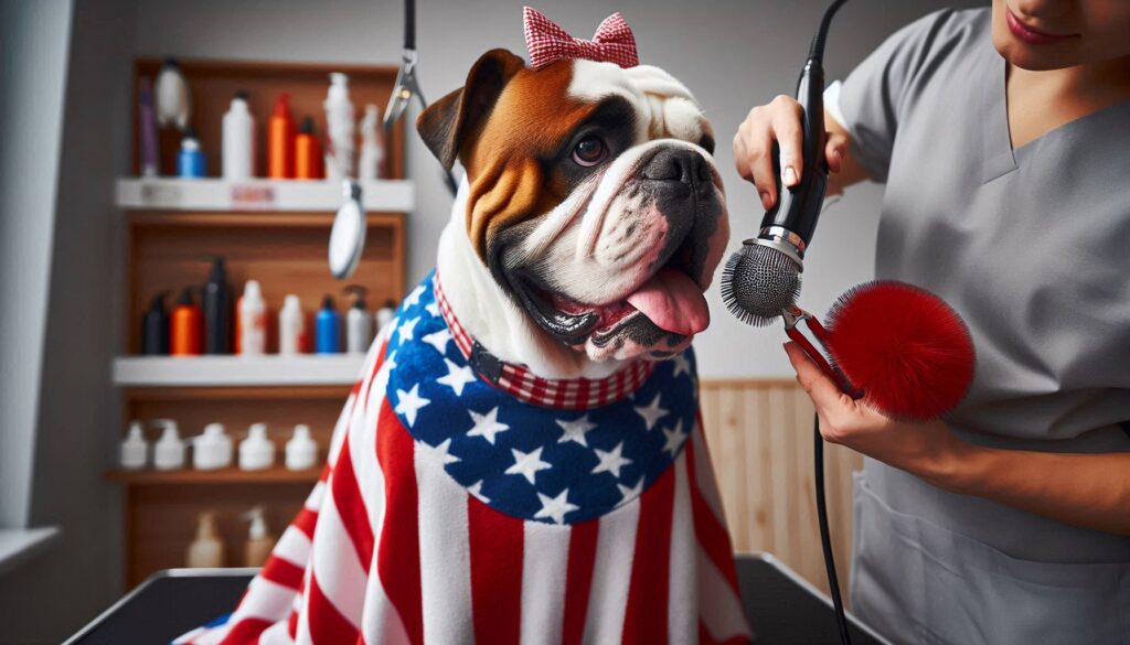 American Bandogge dog in the grooming salon