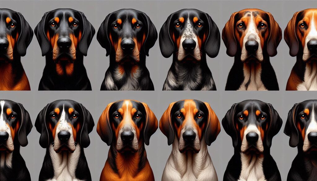 American English Coonhound dog different color