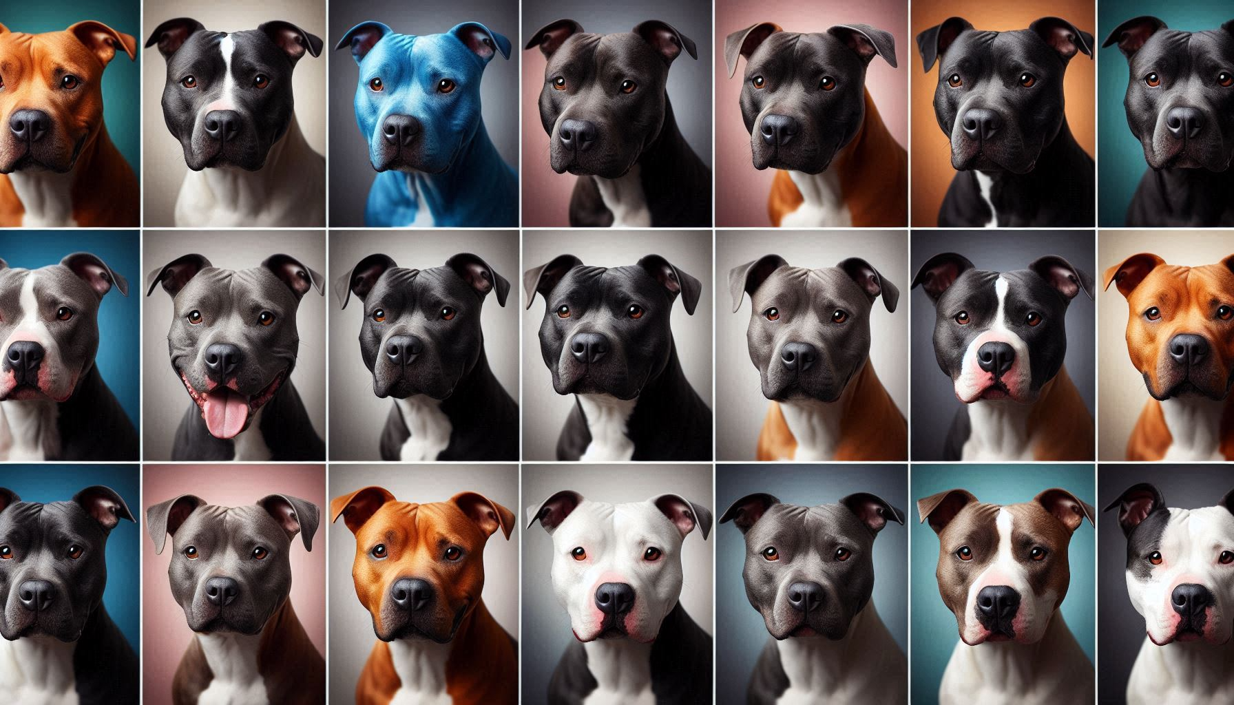 American Pit Bull Terriers in a variety of colors