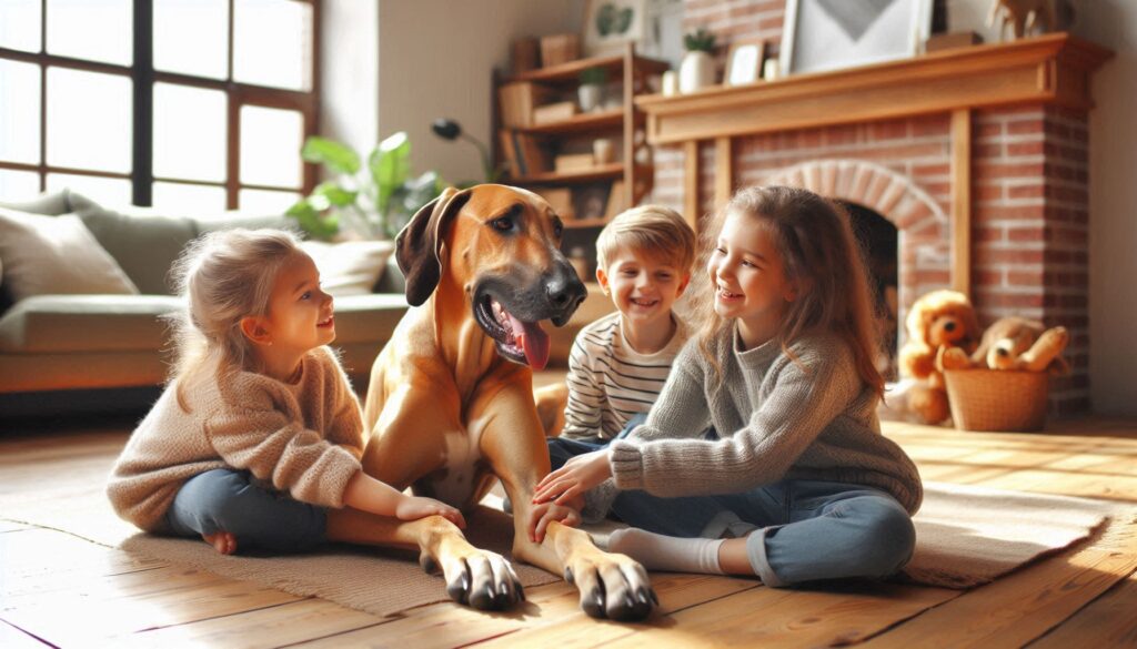 American Staghound dog with children