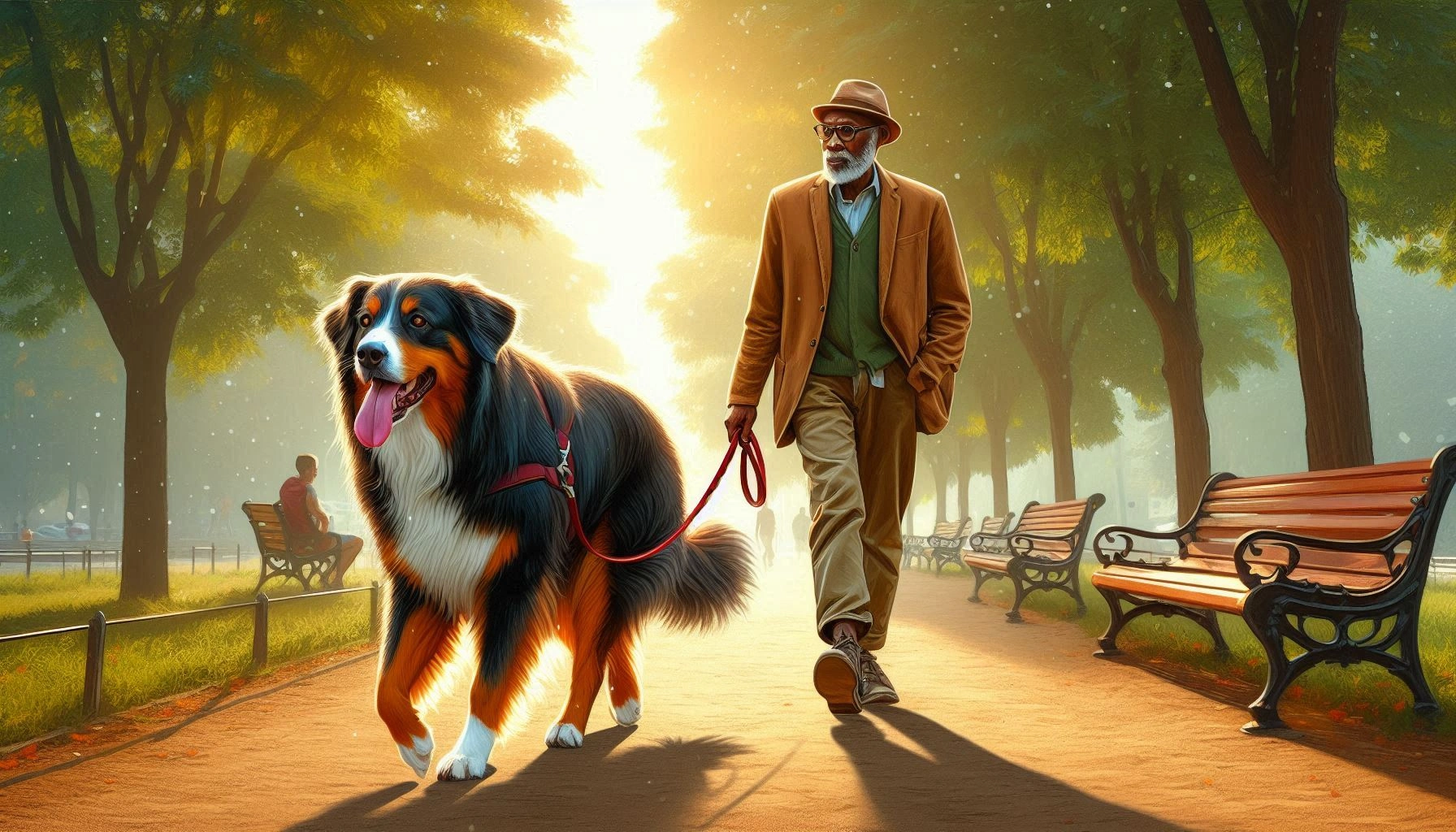 Bakharwal Dog walking with a man