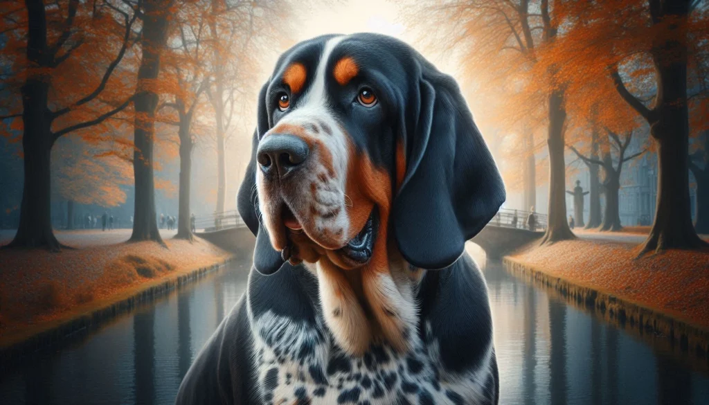 Basset Bleu De Gascogne dog standing up