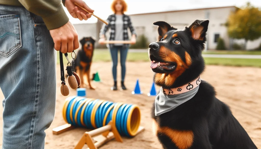 Beauceron Dog in a training