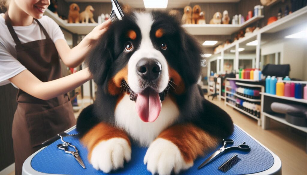 Bernese Mountain Dog in the grooming salon