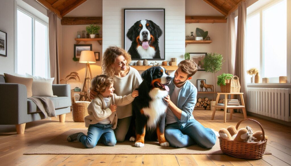 Bernese Mountain Dog wit family