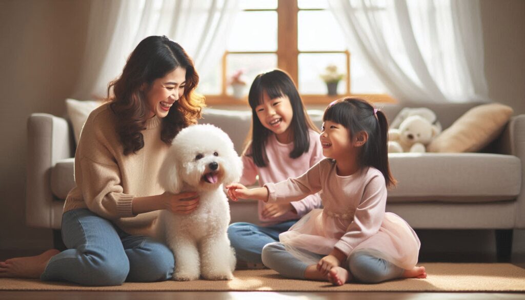 Bichon Frise dog with children