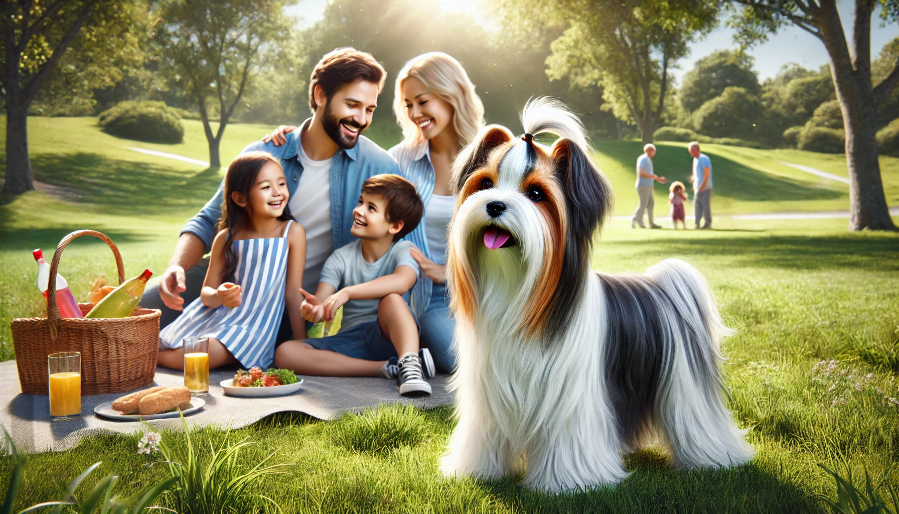 Biewer Terrier dog with family