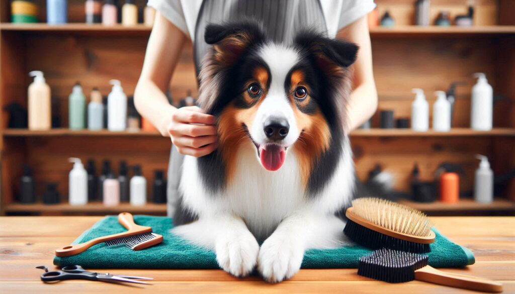 Border Collie dog in the grooming salon