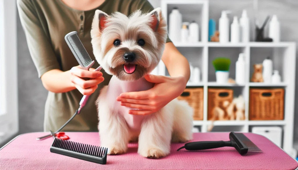 Cairn Terrier Dog in the grooming salon