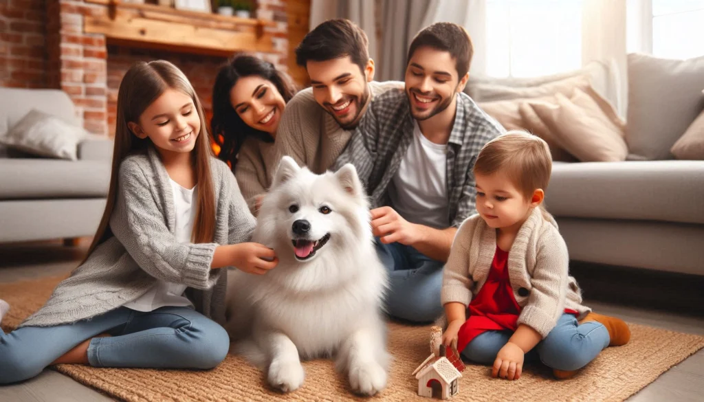 Canadian Eskimo Dog with family