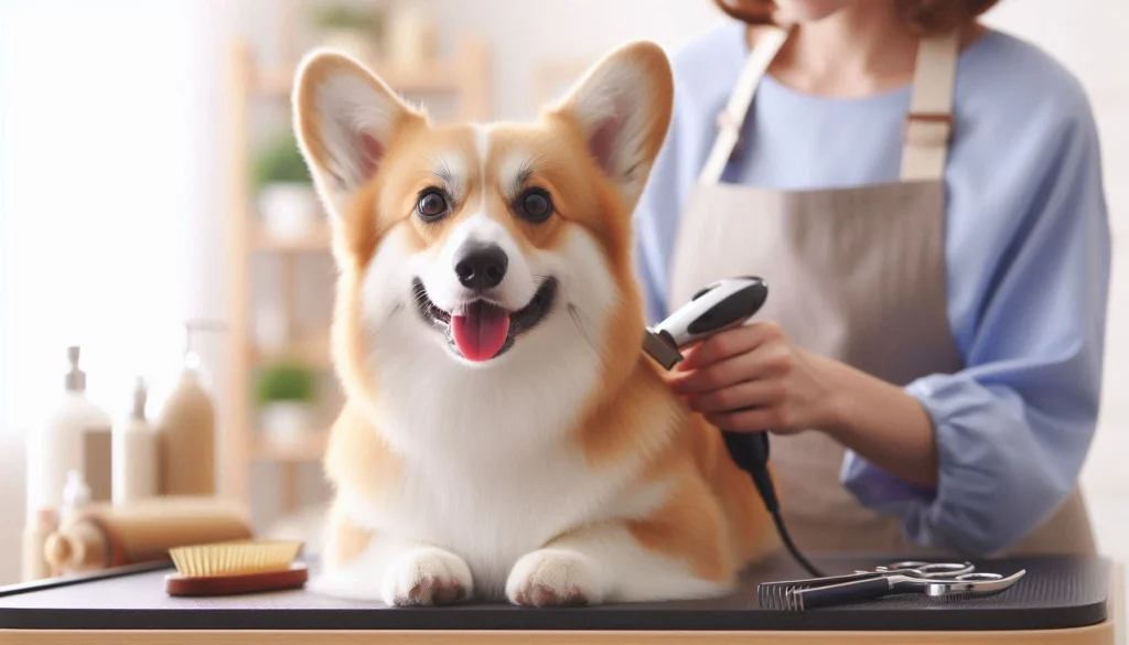 Cardigan Welsh Corgi Dog in the grooming salon