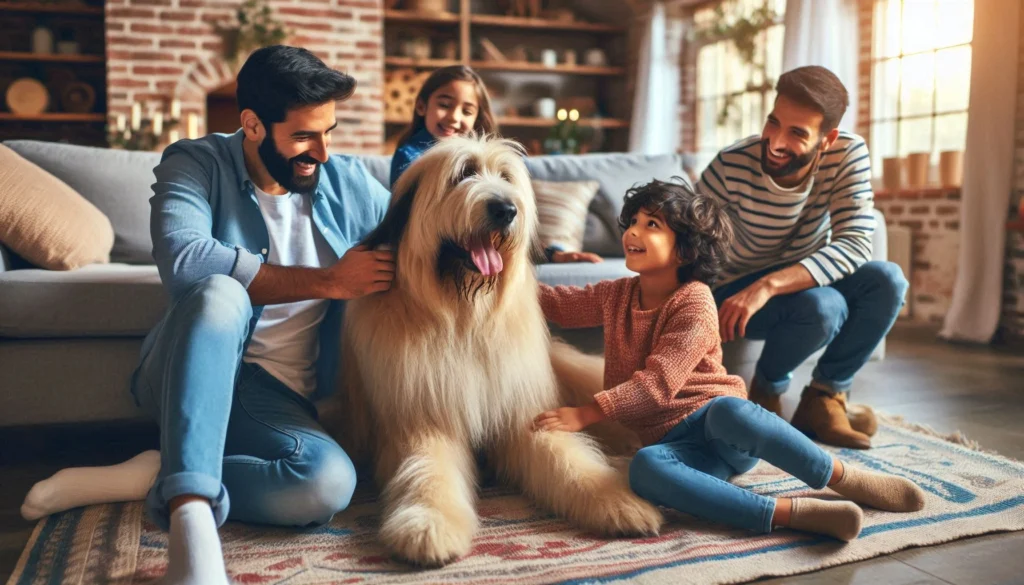 Catalan Sheepdog with family