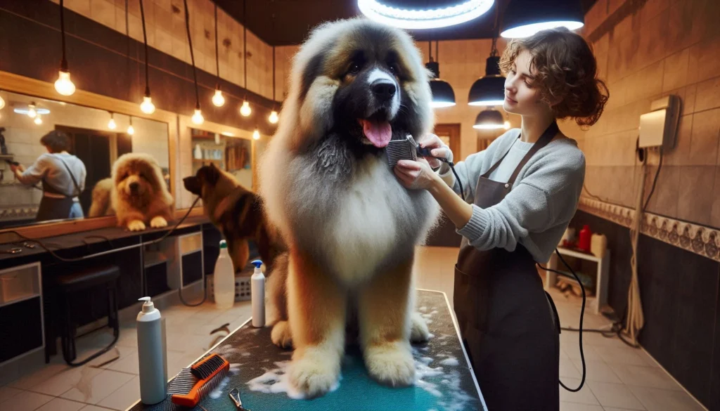 Caucasian Shepherd Dog in the grooming salon