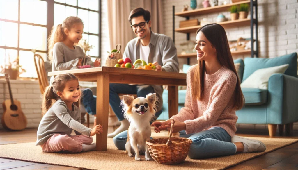 Chihuahua dog with family