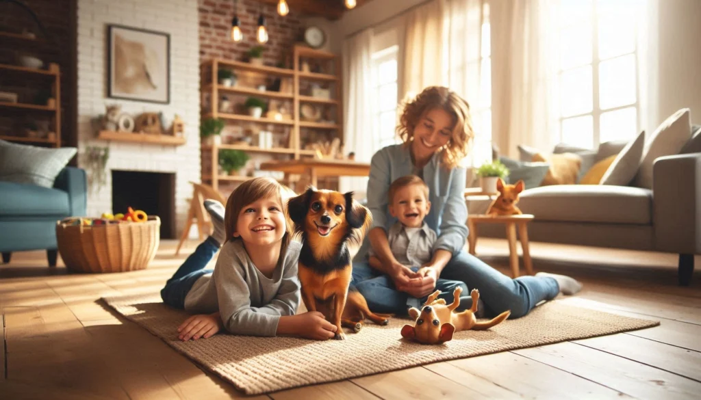 Chiweenie dog with family