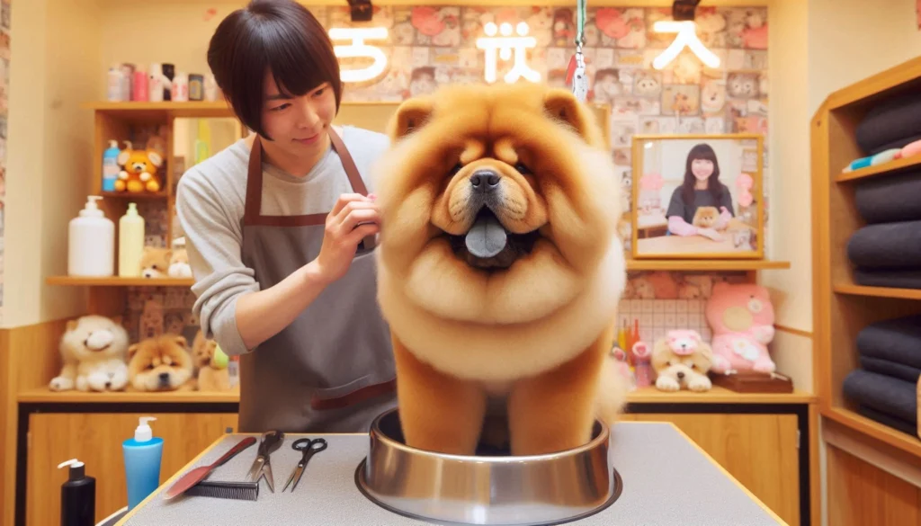 Chow Chow dog in the grooming salon