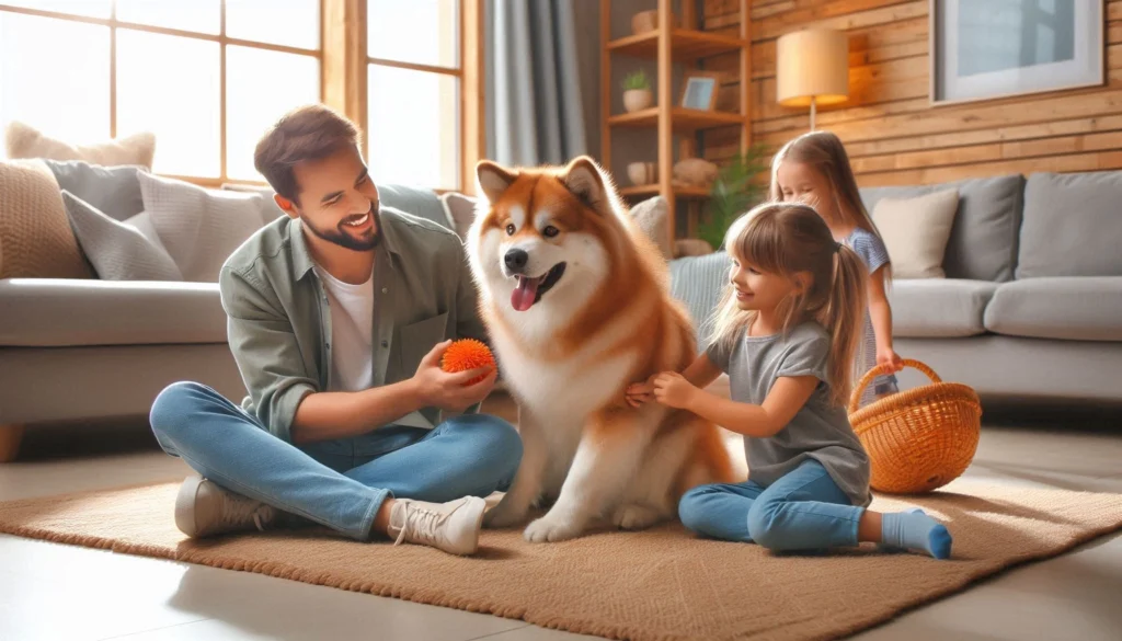 Chusky dog with family