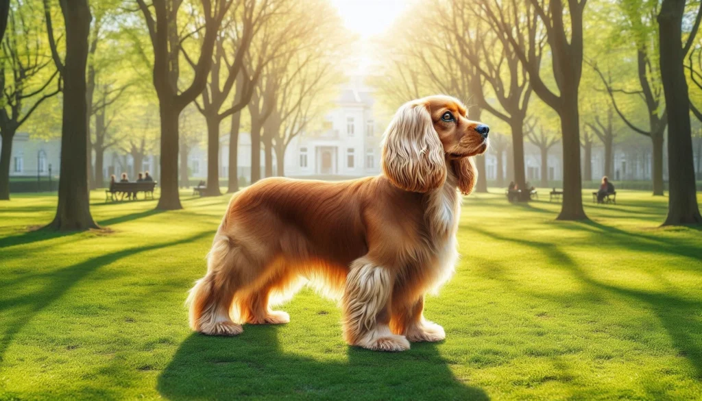 Cocker Spaniel Dog is standing in the gras