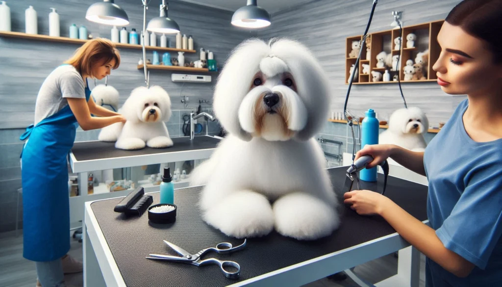 Coton De Tulear Dog in the grooming salon