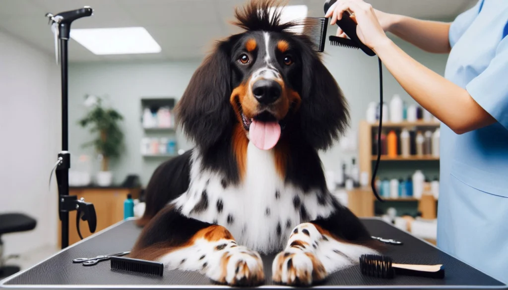 Münsterländer in the grooming salon