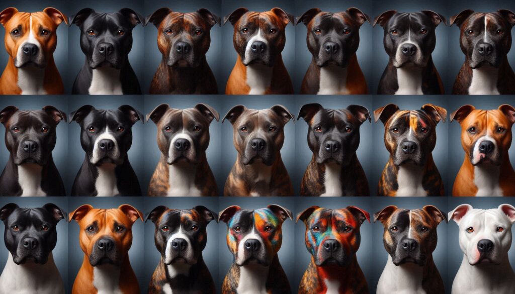 different color of American Staffordshire Terrier Dog