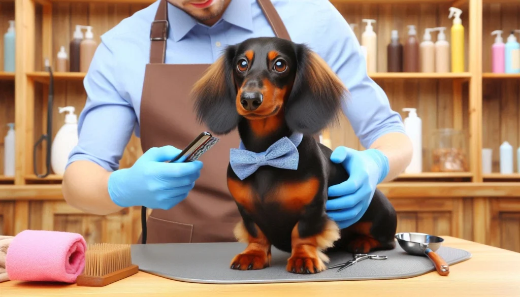 Dachshund Dog in the grooming salon