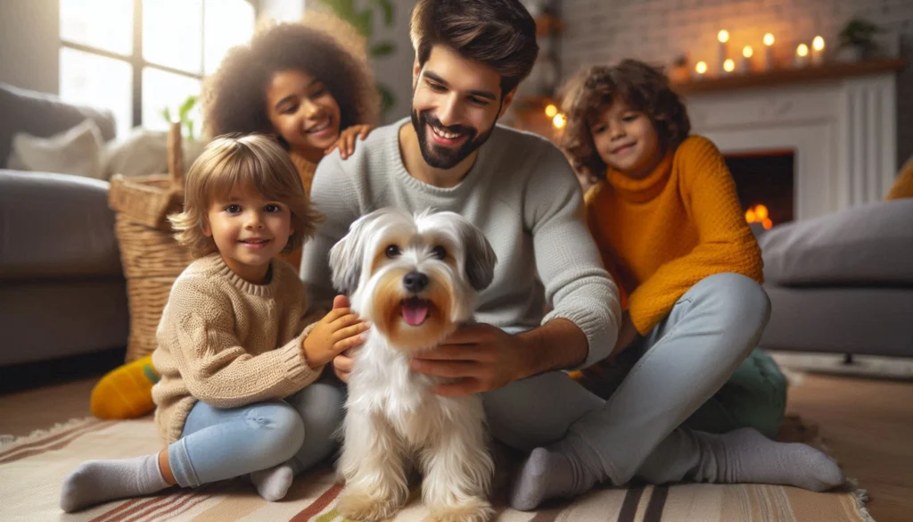 Dandie Dinmont Terrier dog with family