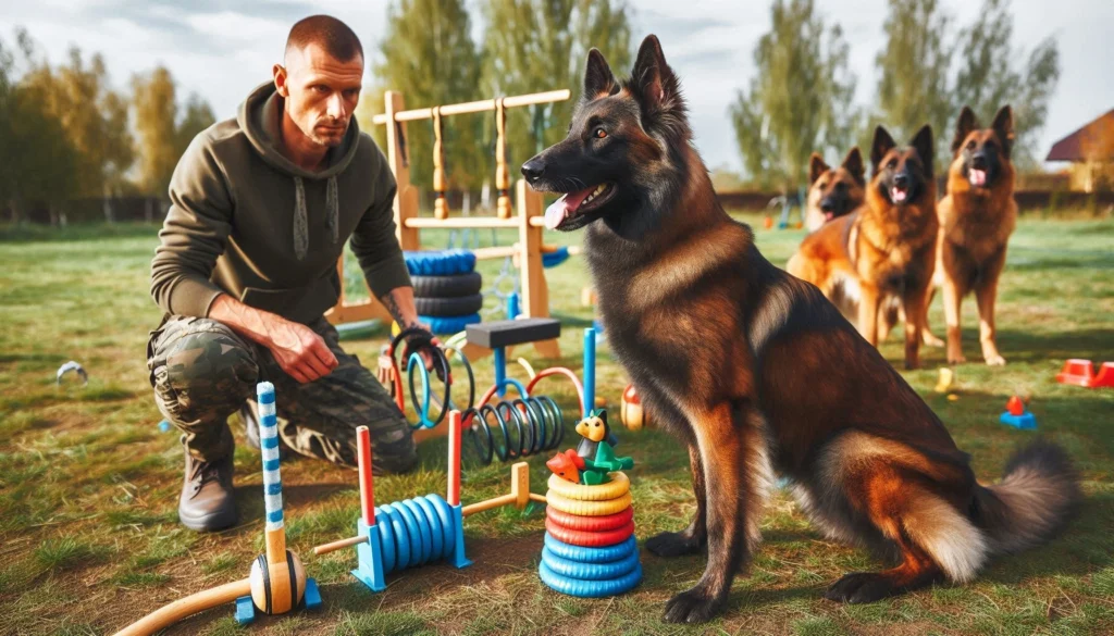 Dutch Shepherd dog doing training