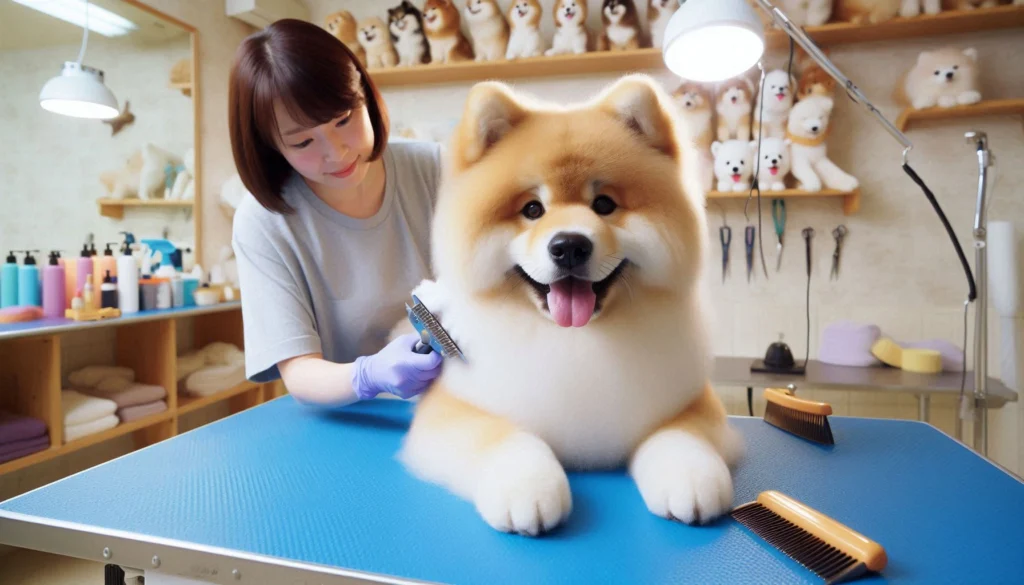 Eurasier Dog in the grooming salon