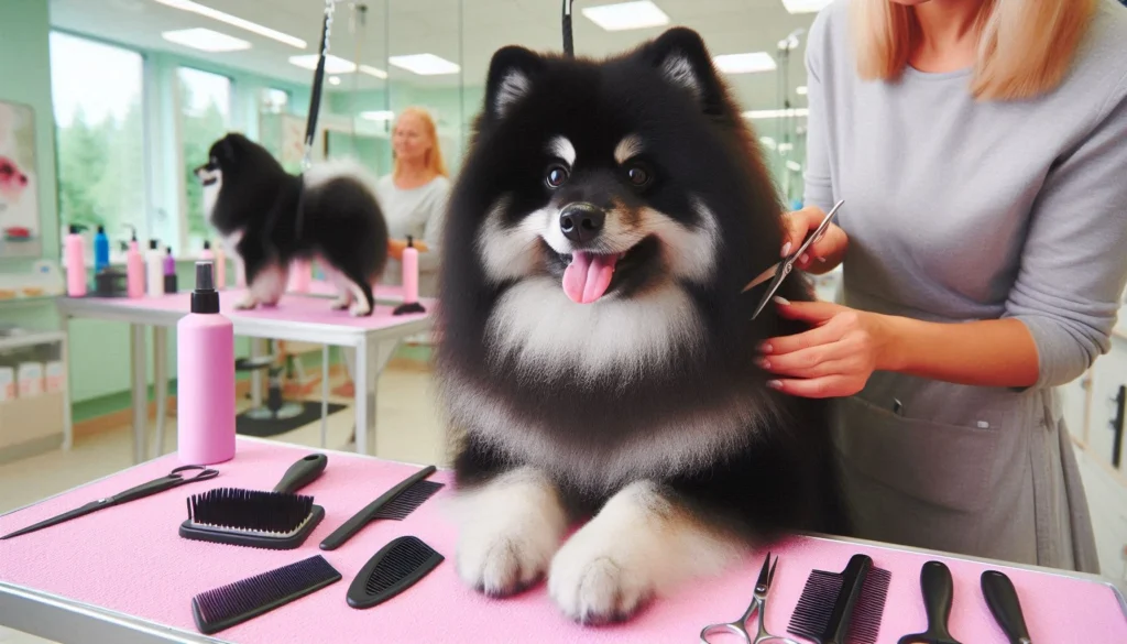 Finnish Lapphund dog in the grooming salon