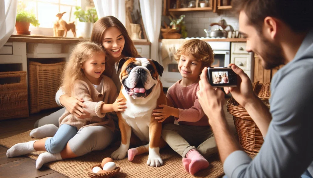 Frug dog with a family