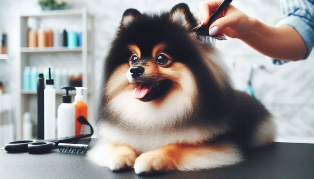 German Spitz dog in the grooming salon