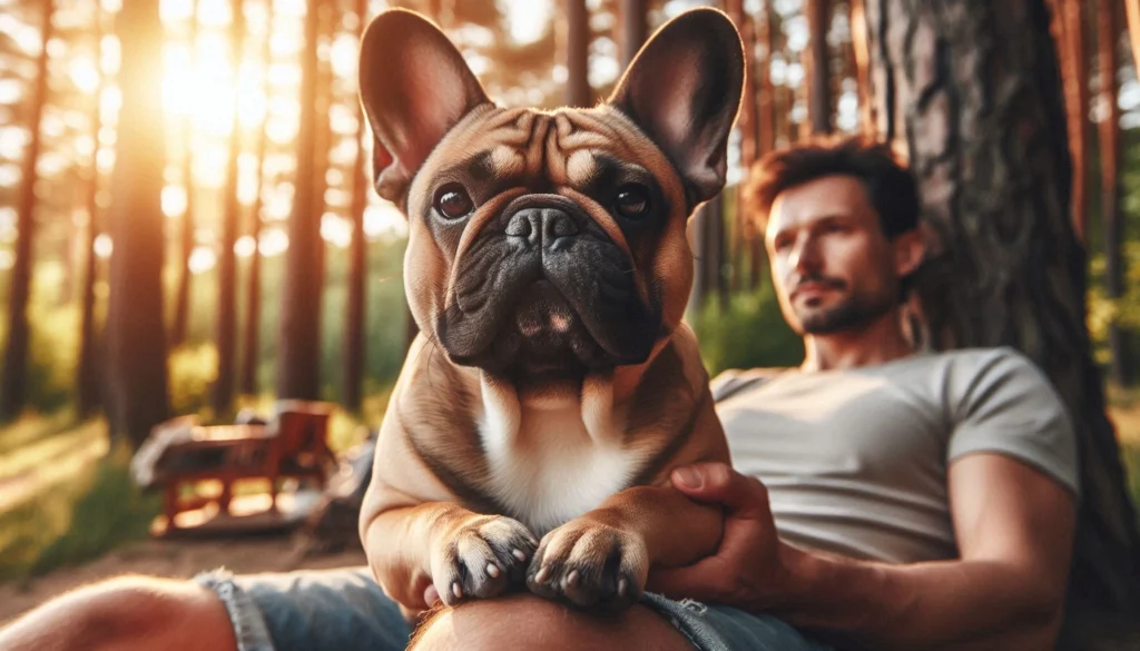 french bulldog settingb with a man